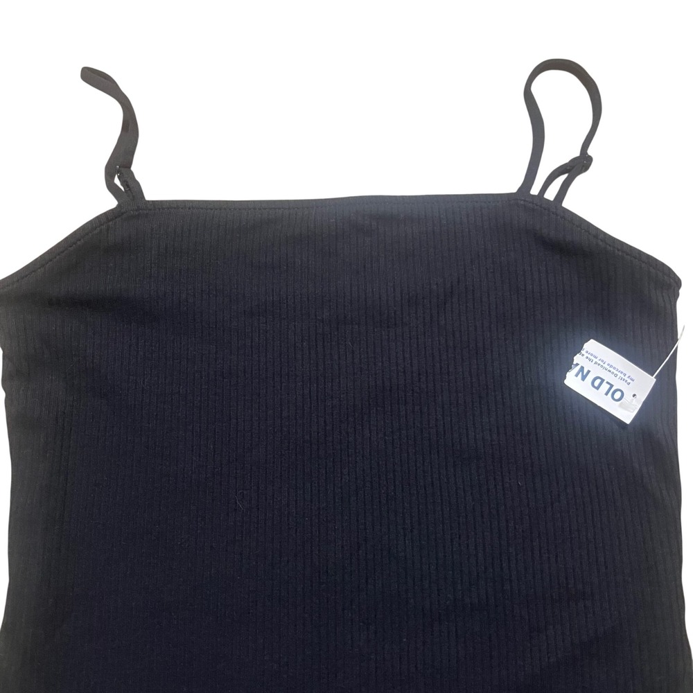 NWT Old Navy Ribbed Square Neck Spaghetti Strap Bodysuit Black Size M